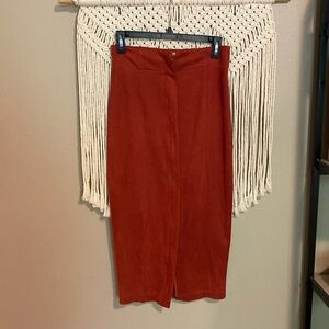 Burnt orangey red pencil skirt